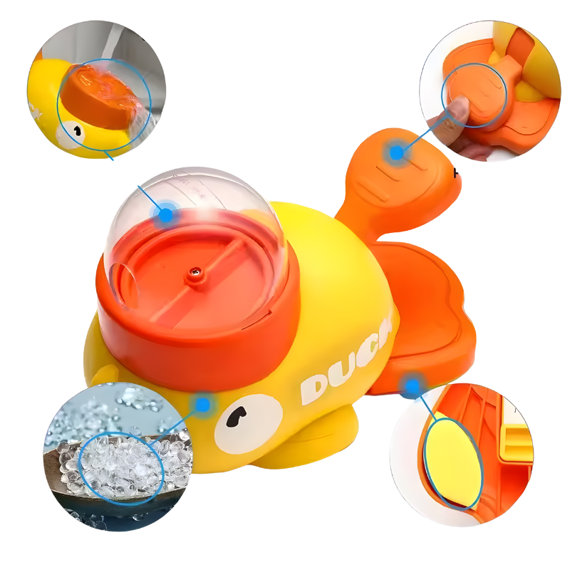 Yellow and orange toy with suction cups on a white background
